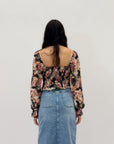 Maglia crop maniche lunghe con stampa floreale