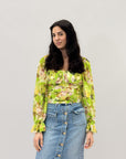 Maglia crop maniche lunghe con stampa floreale