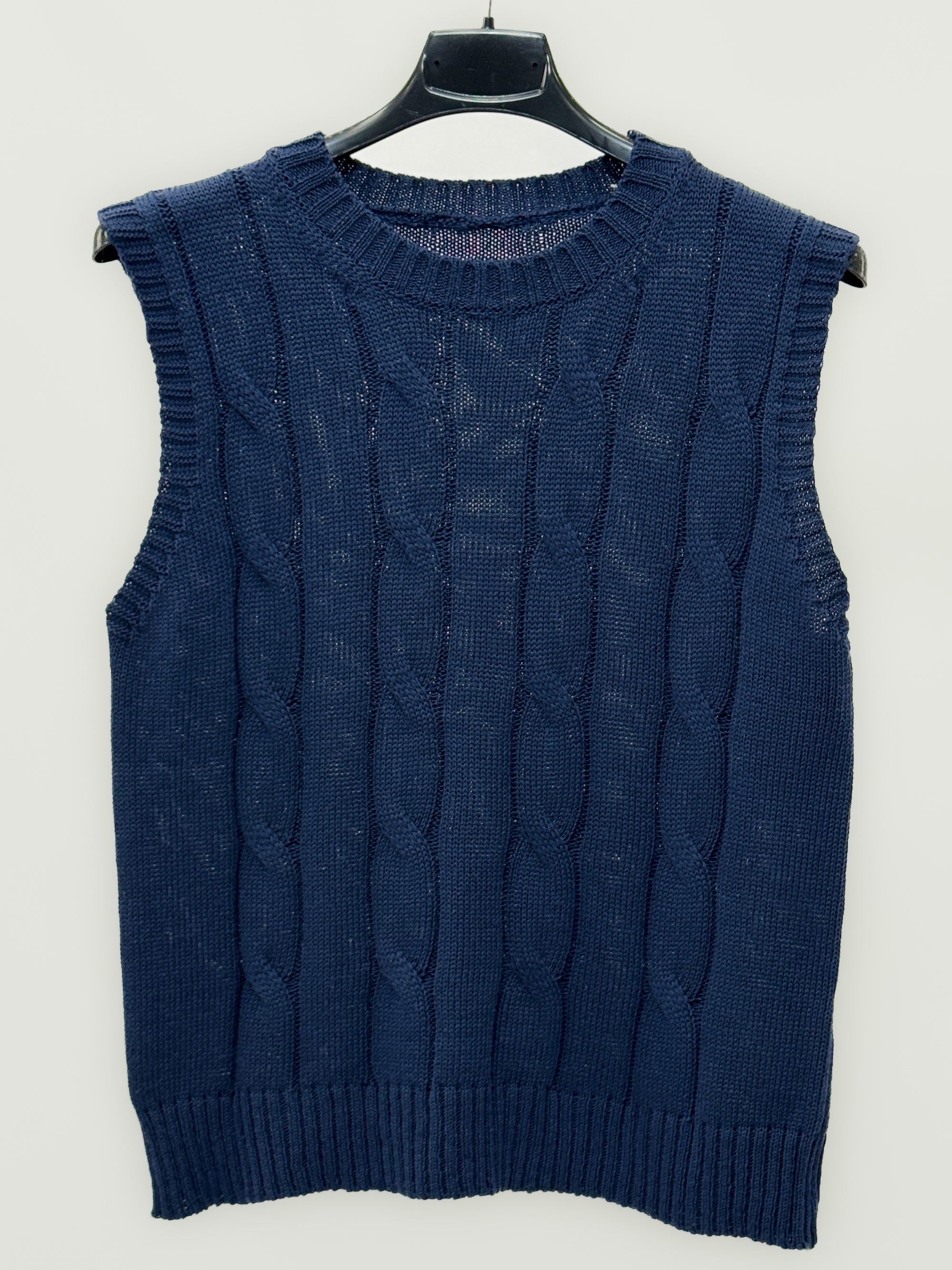 Gilet in Maglia Intrecciata con Taglio Moderno