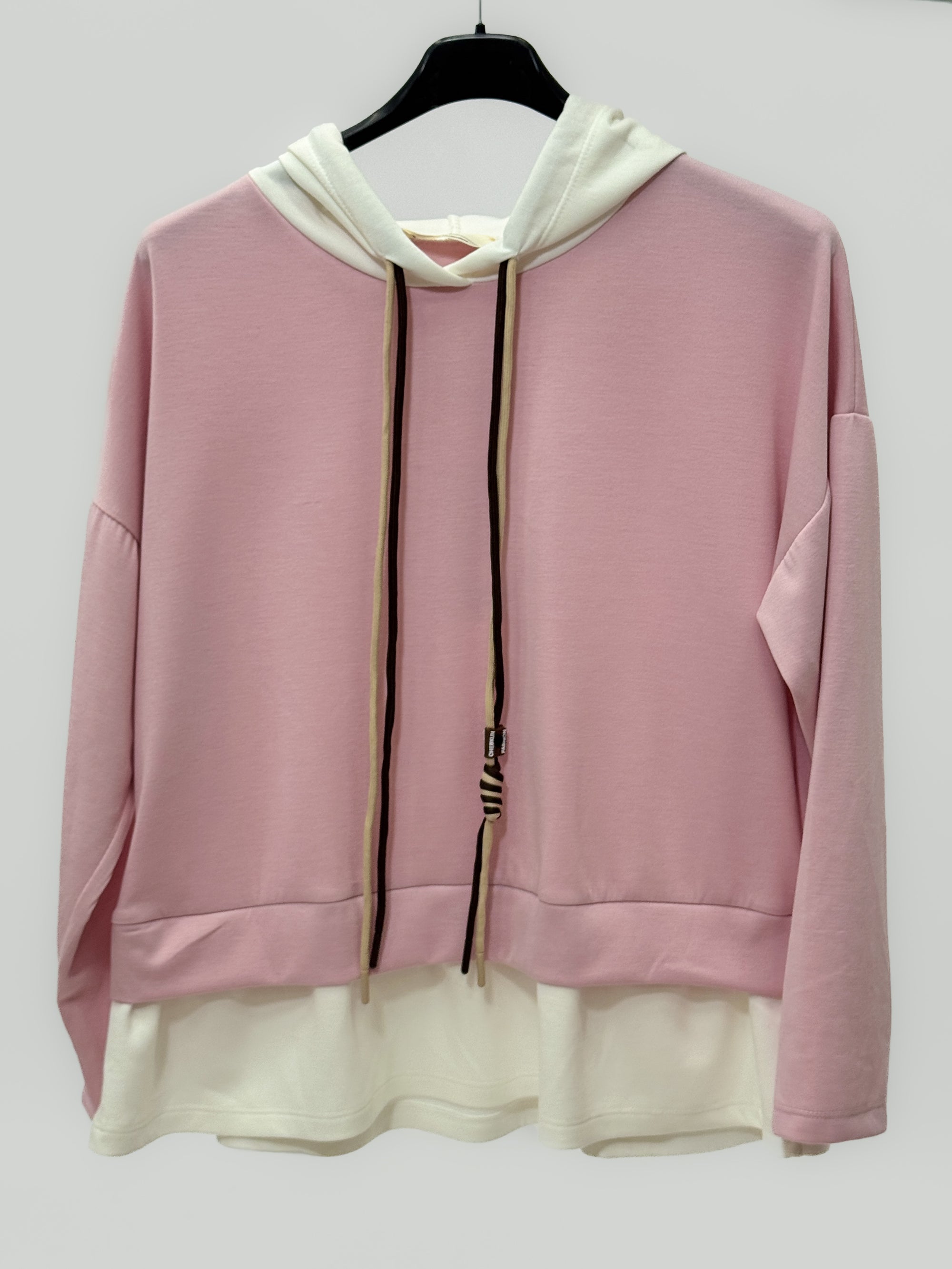 Felpa con Cappuccio Effetto Doppio Strato e Vestibilità Moderna
