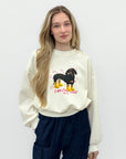 Felpa Stampa Bassotto con Vestibilità Oversize e Stile Casual
