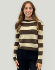 Maglione a righe con lavorazione a costine e vestibilità morbida