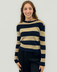Maglione a righe con lavorazione a costine e vestibilità morbida