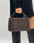 Borsa in vera pelle con frange - Made in Italy