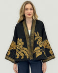 Giacca Kimono Donna Elegante con Ricami Floreali