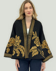 Giacca Kimono Donna Elegante con Ricami Floreali