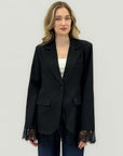 Blazer Donna Elegante con Dettagli in Pizzo