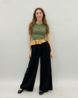 Pantaloni con cintura in paglia