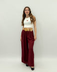 Pantaloni con cintura in paglia