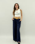 Pantaloni con cintura in paglia