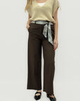 Pantalone Donna Palazzo con Cintura Fantasia