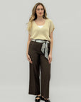 Pantalone Donna Palazzo con Cintura Fantasia
