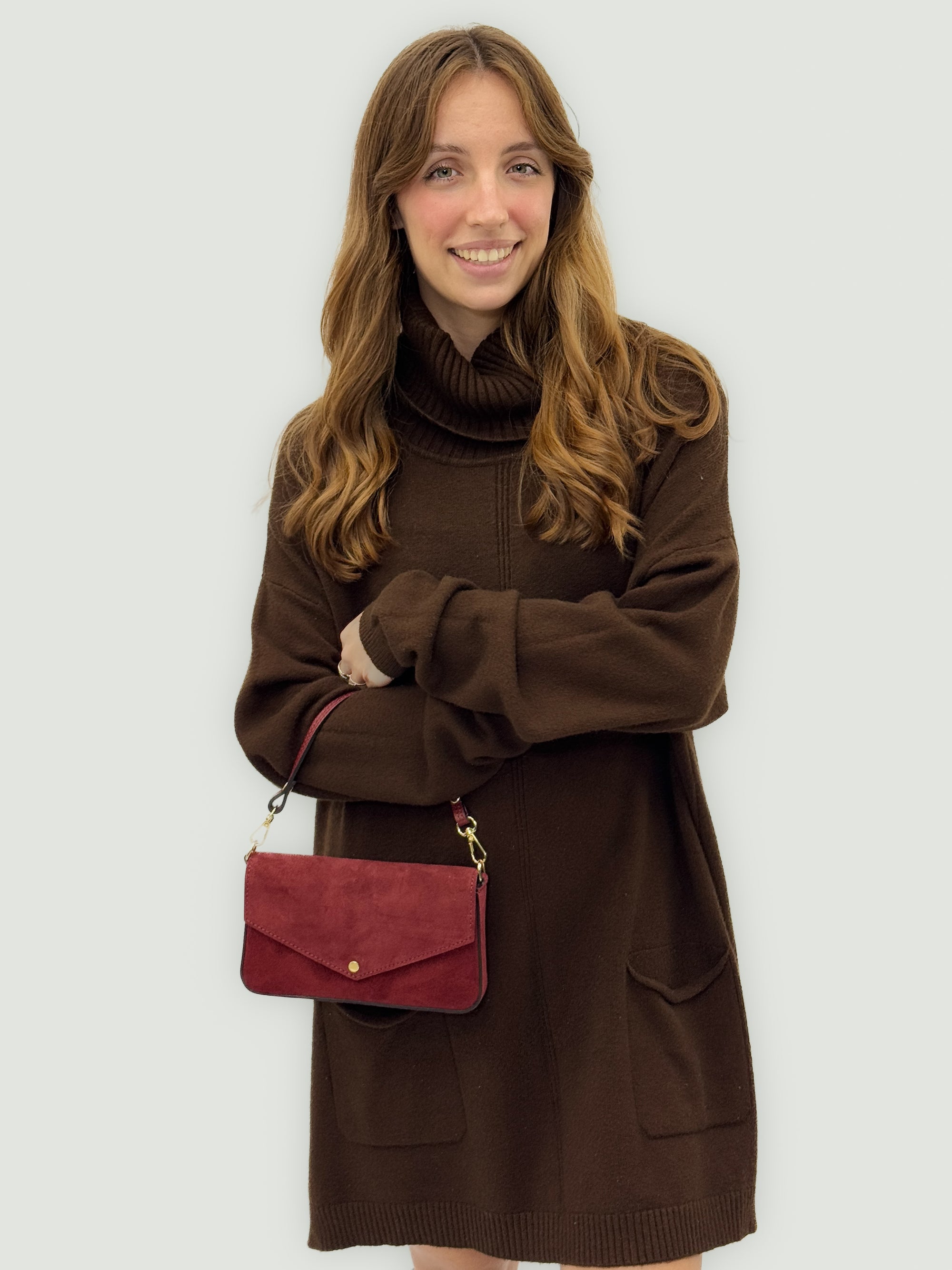 Borsa pochette in vera pelle scamosciata – Made in Italy