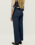 Pantalone Palazzo Denim Strutturato Con Cintura
