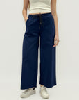 Pantaloni Donna Palazzo con Vita Elasticizzata e Laccio Regolabile