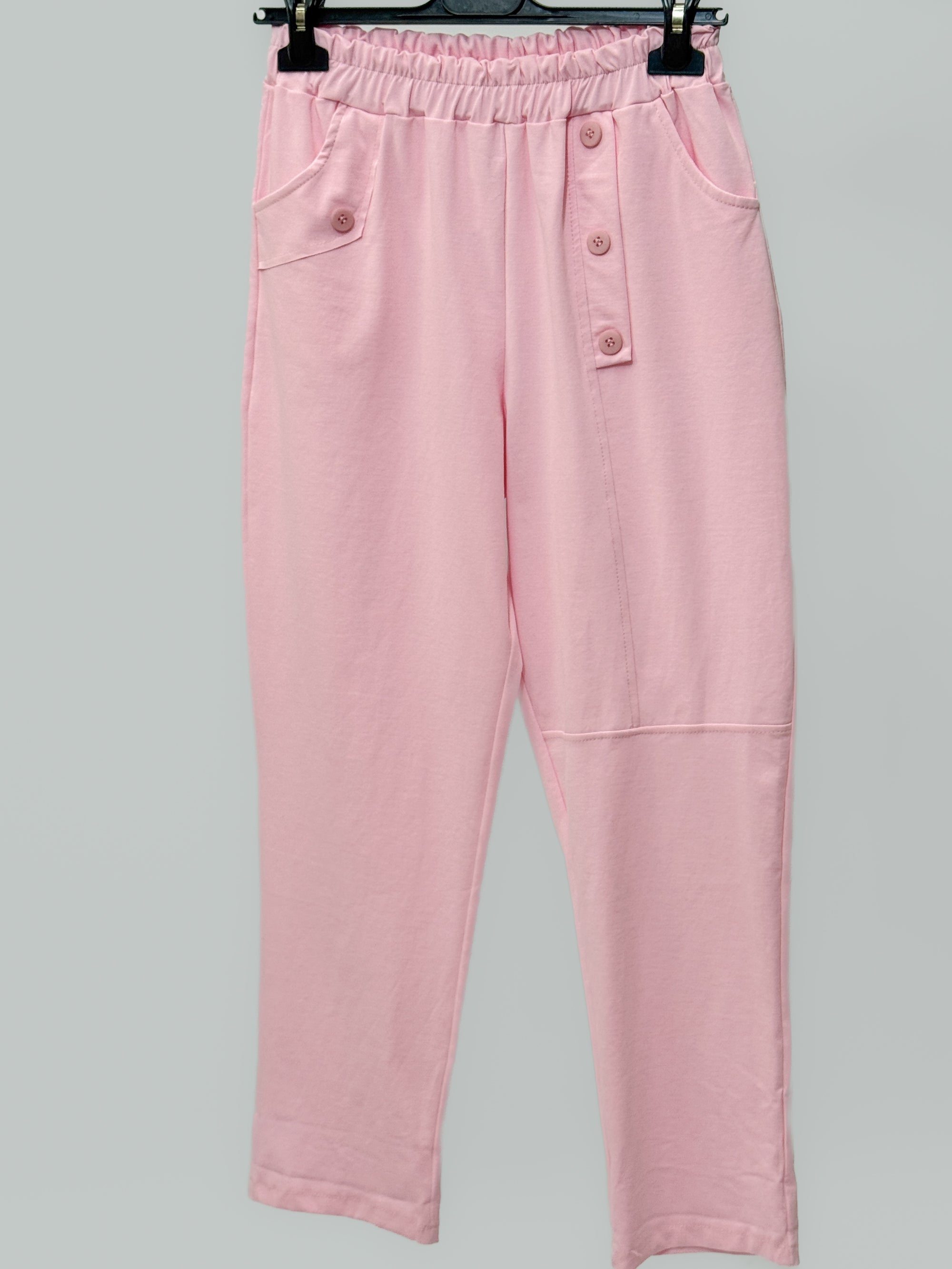 Pantaloni Morbidi con Vita Elasticizzata e Bottoni Decorativi
