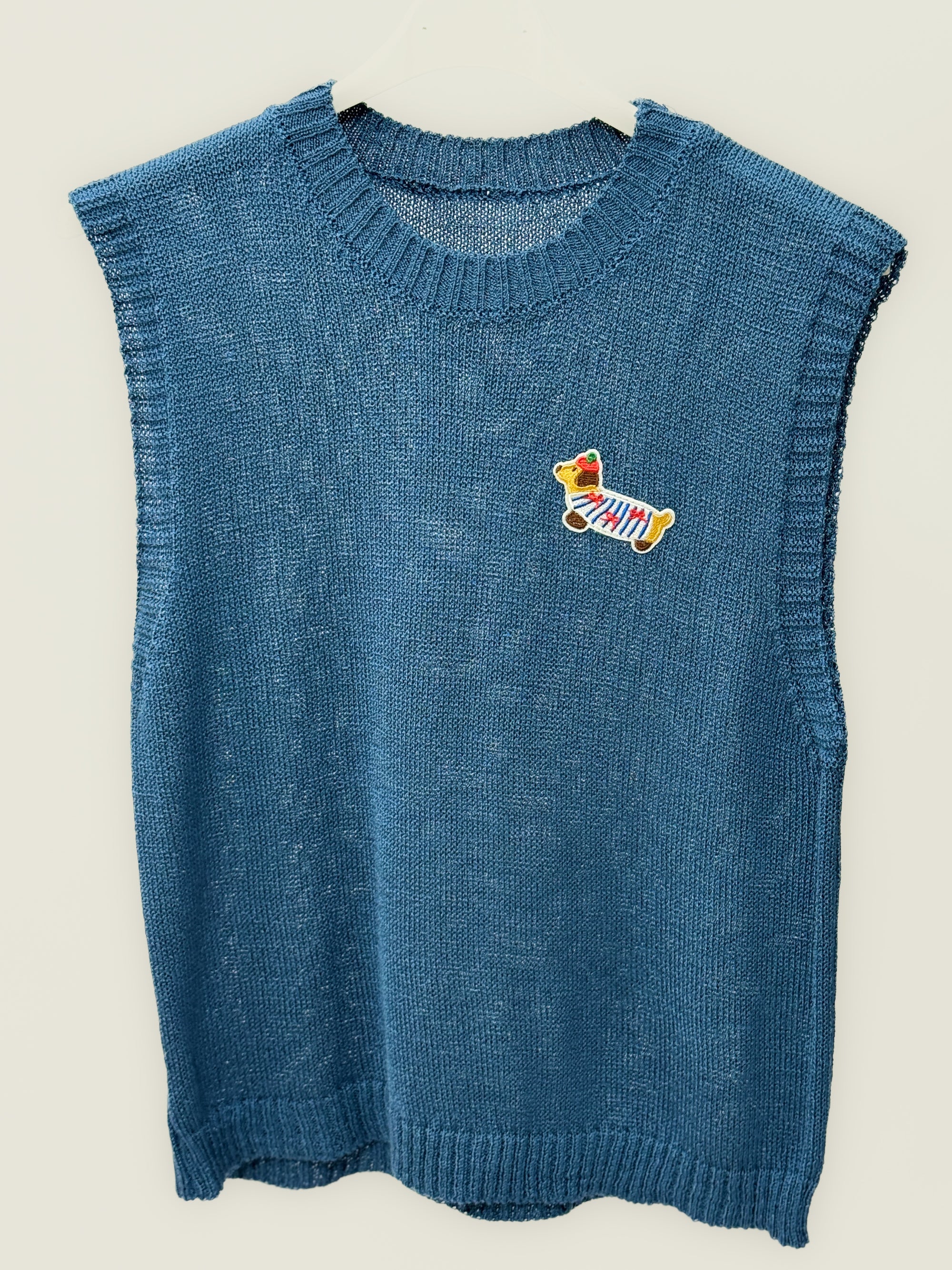 Gilet in Maglia Leggera Ricamo Bassotto - Stile Casual Chic