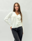 Cardigan morbido con bottoni gioiello