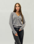 Cardigan morbido con bottoni gioiello