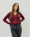 Cardigan morbido con bottoni gioiello