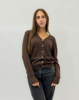 Cardigan morbido con bottoni gioiello