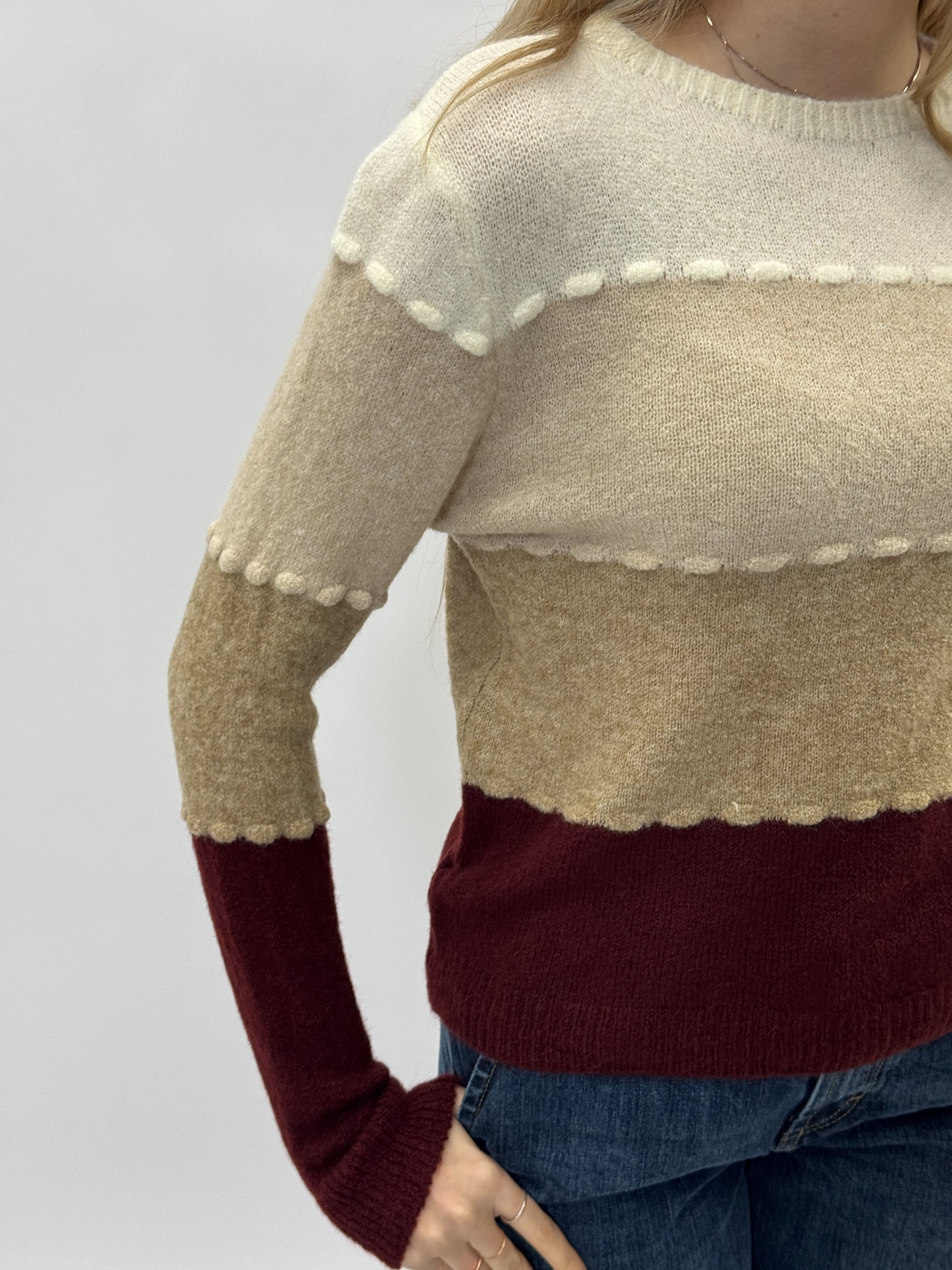 Maglione a Blocchi di Colore in Misto Lana – Morbido e Caldo maglione