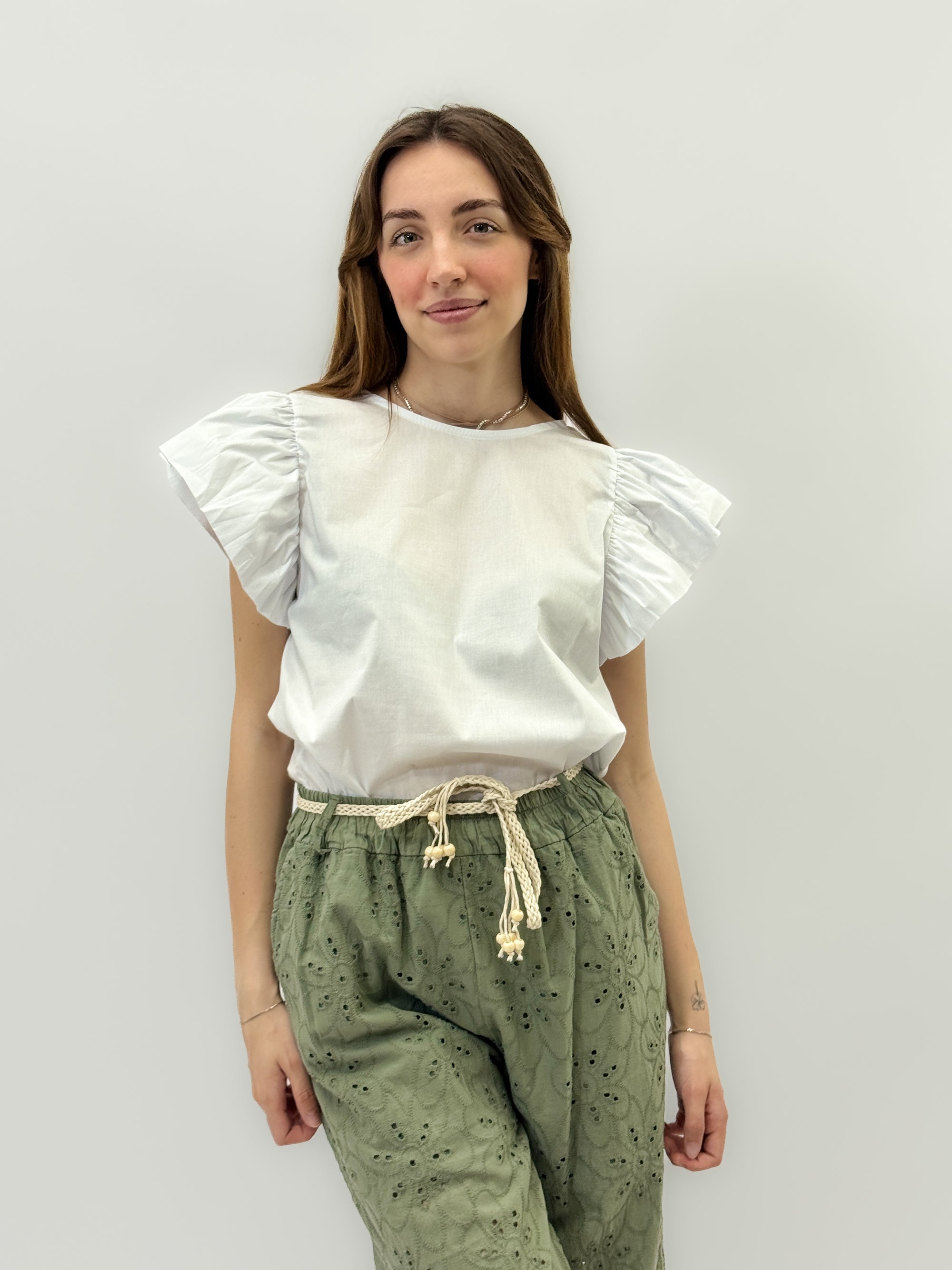 MIMÌ MUÀ Firenze ARAG-1480 Blusa bluette con maniche volant MIMÌ MUÀ Firenze ARAG-1480 Blusa bluette con maniche volant