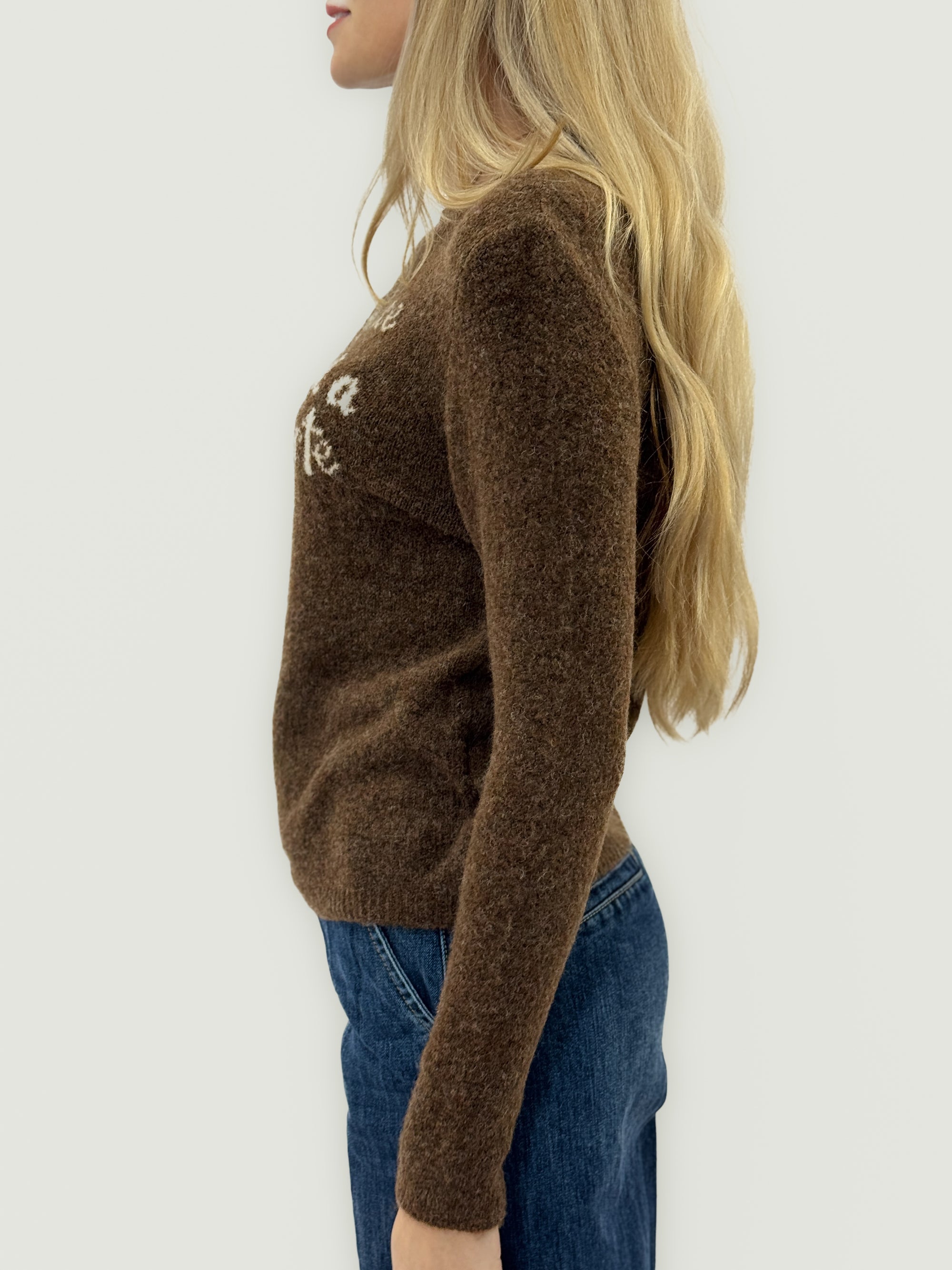 Maglione “Oggi felice come Heidi a Francoforte” – Misto lana caldo e ironico