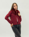 Cardigan con collo in ecopelliccia