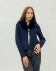 Cardigan con collo in ecopelliccia
