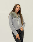Cardigan con collo in ecopelliccia