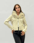 Cardigan con collo in ecopelliccia