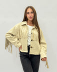 Giacca effetto suede con frange