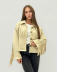 Giacca effetto suede con frange