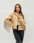 Giacca effetto suede con frange