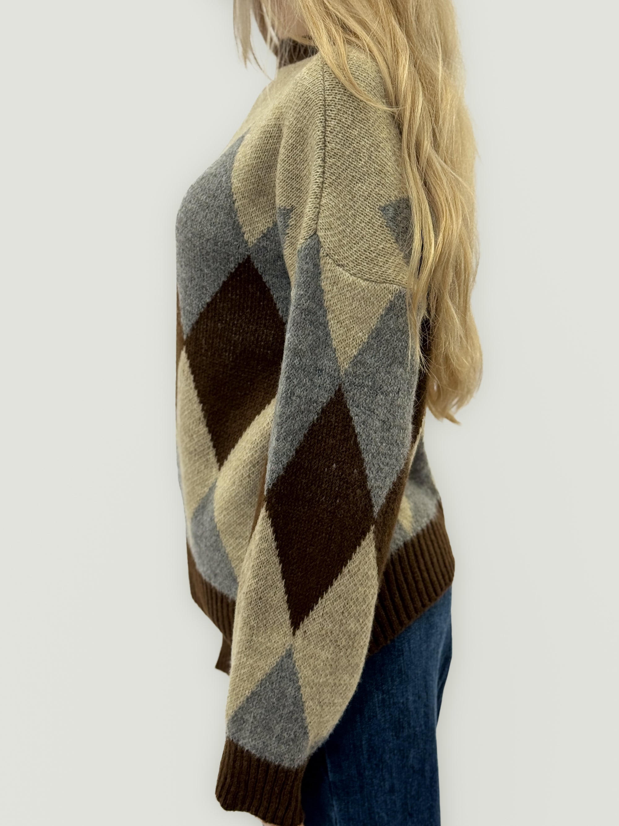 Maglione a rombi strutturato - Stile vintage e comfort moderno