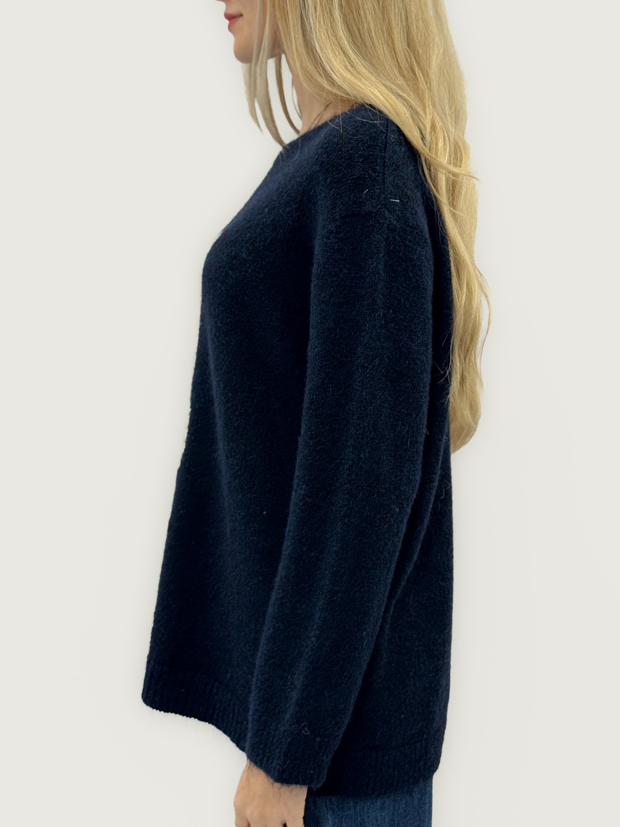 Maglione oversize con coniglietto – Misto lana morbido e stile cozy