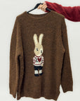 Maglione oversize con coniglietto – Misto lana morbido e stile cozy
