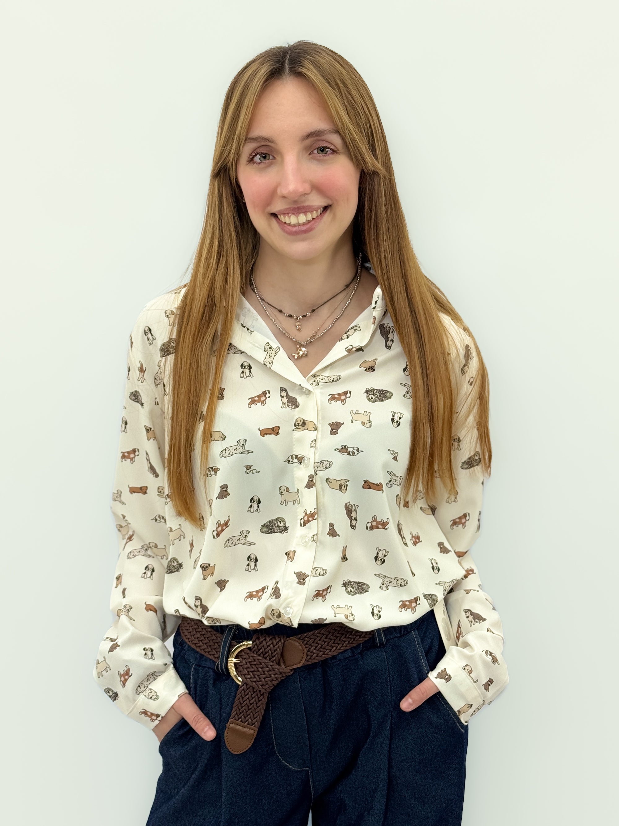 Camicia Fantasia con Stampa Cani