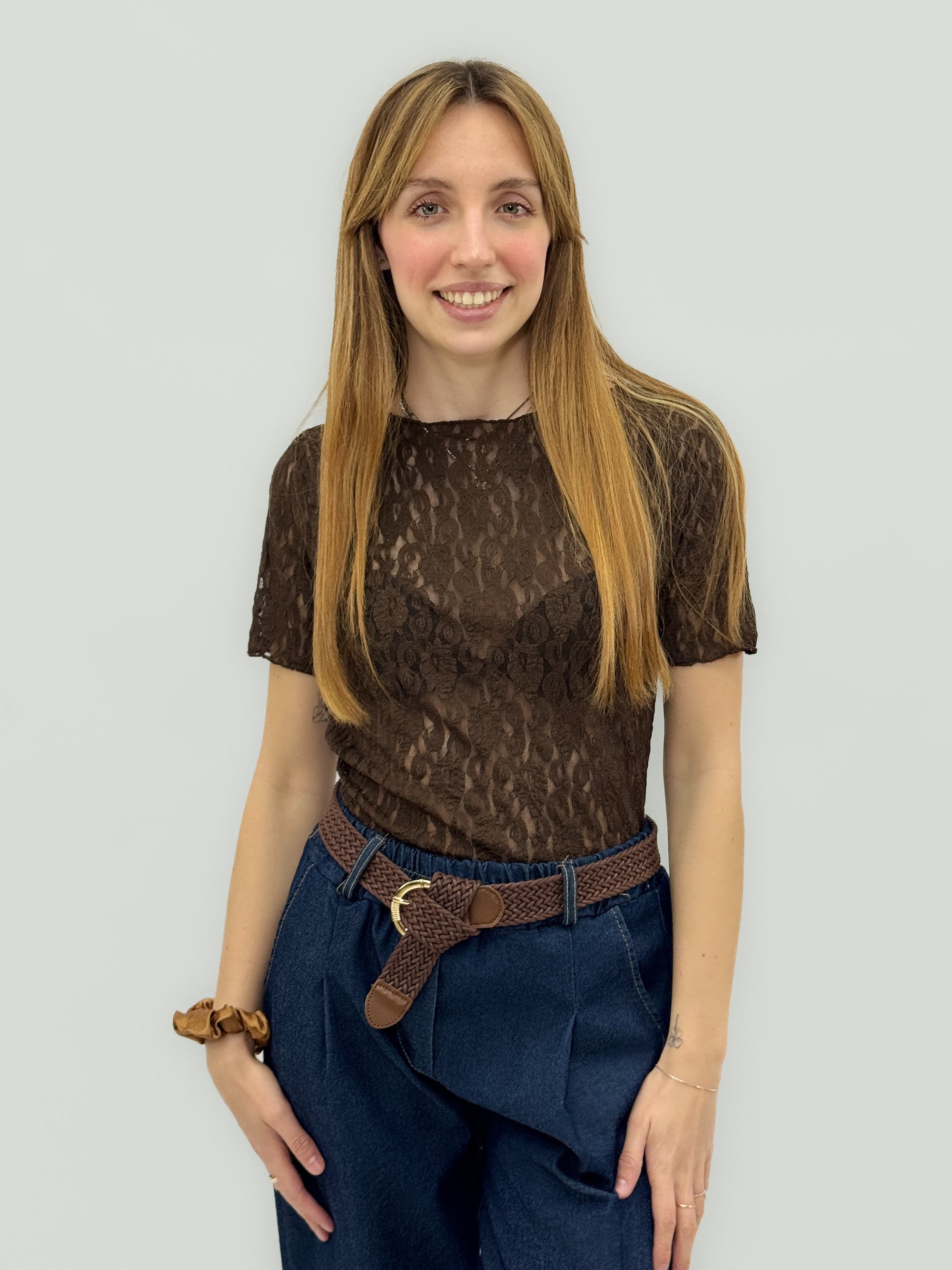 T-Shirt in Pizzo Trasparente