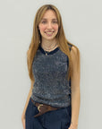 Top Donna Senza Maniche con Micro strass