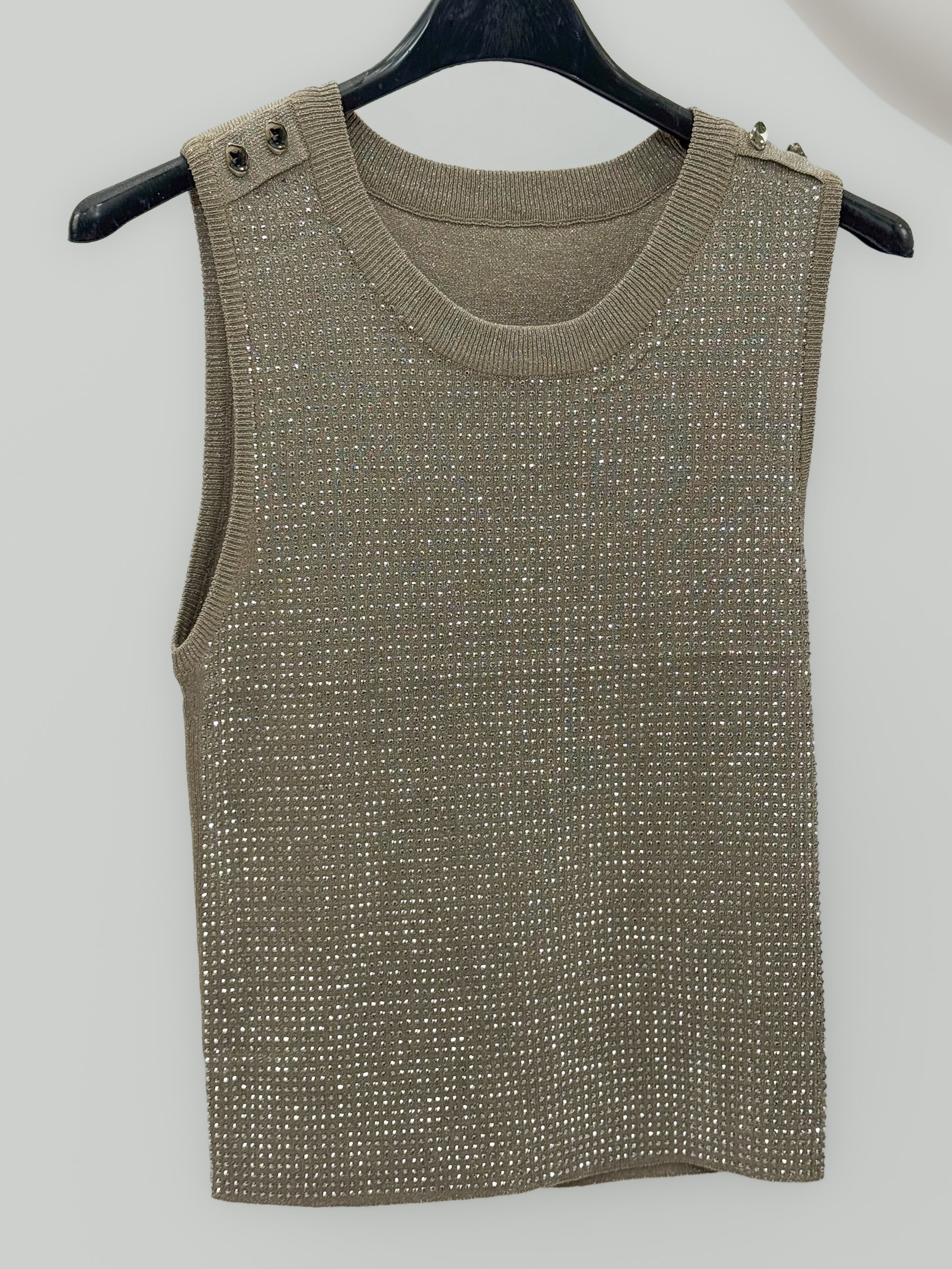 Top Donna Senza Maniche con Micro strass