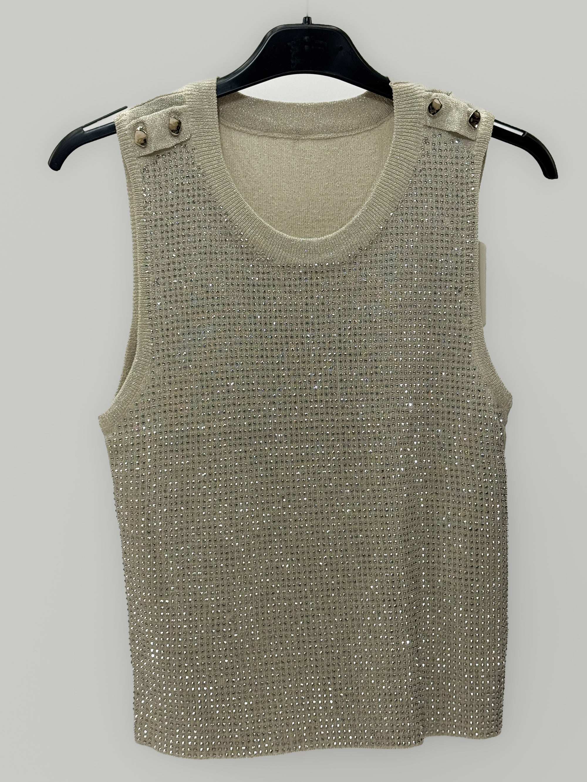 Top Donna Senza Maniche con Micro strass