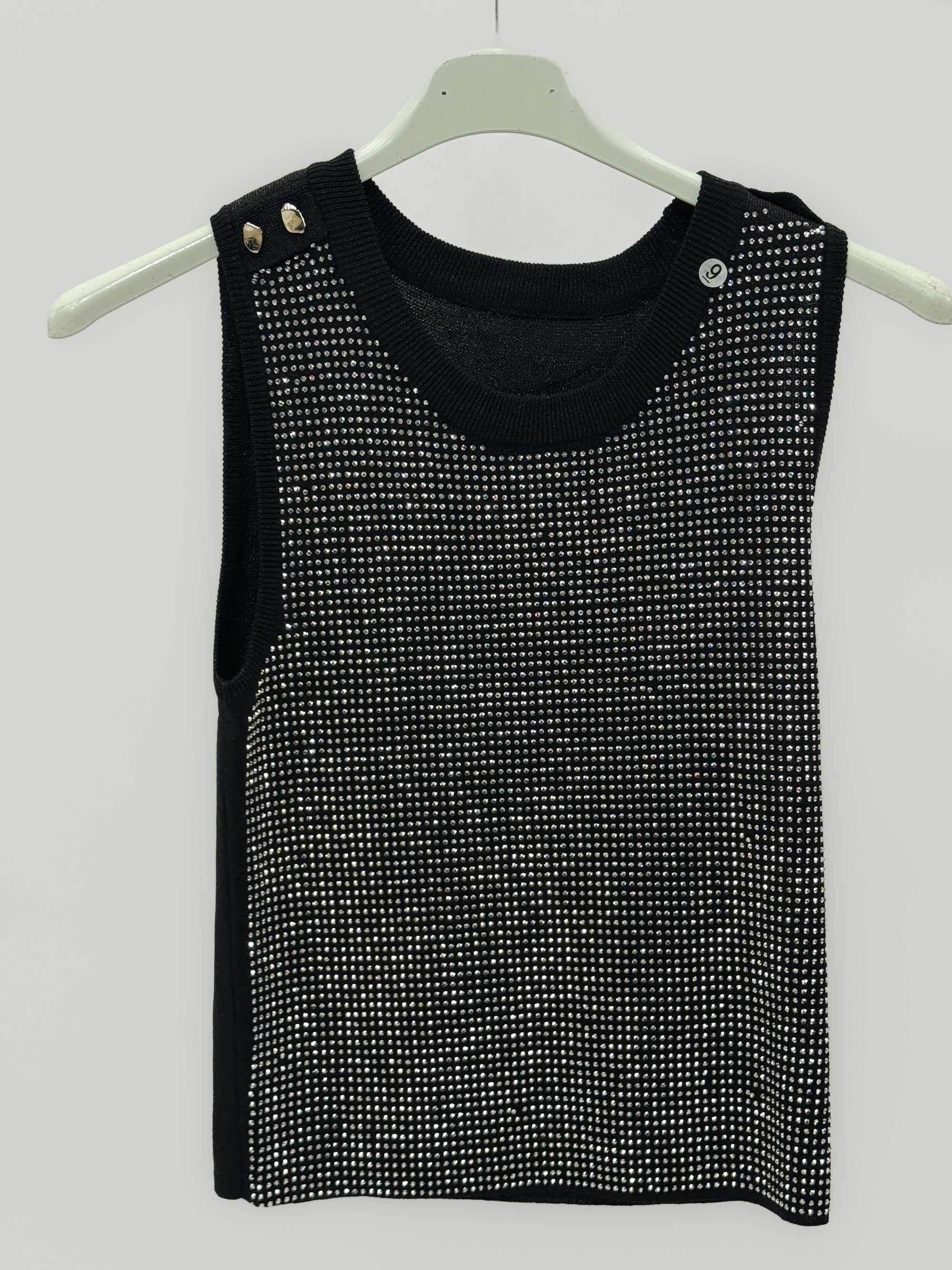Top Donna Senza Maniche con Micro strass