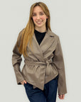 Giacca in Ecopelle con Cintura – Linea Elegante