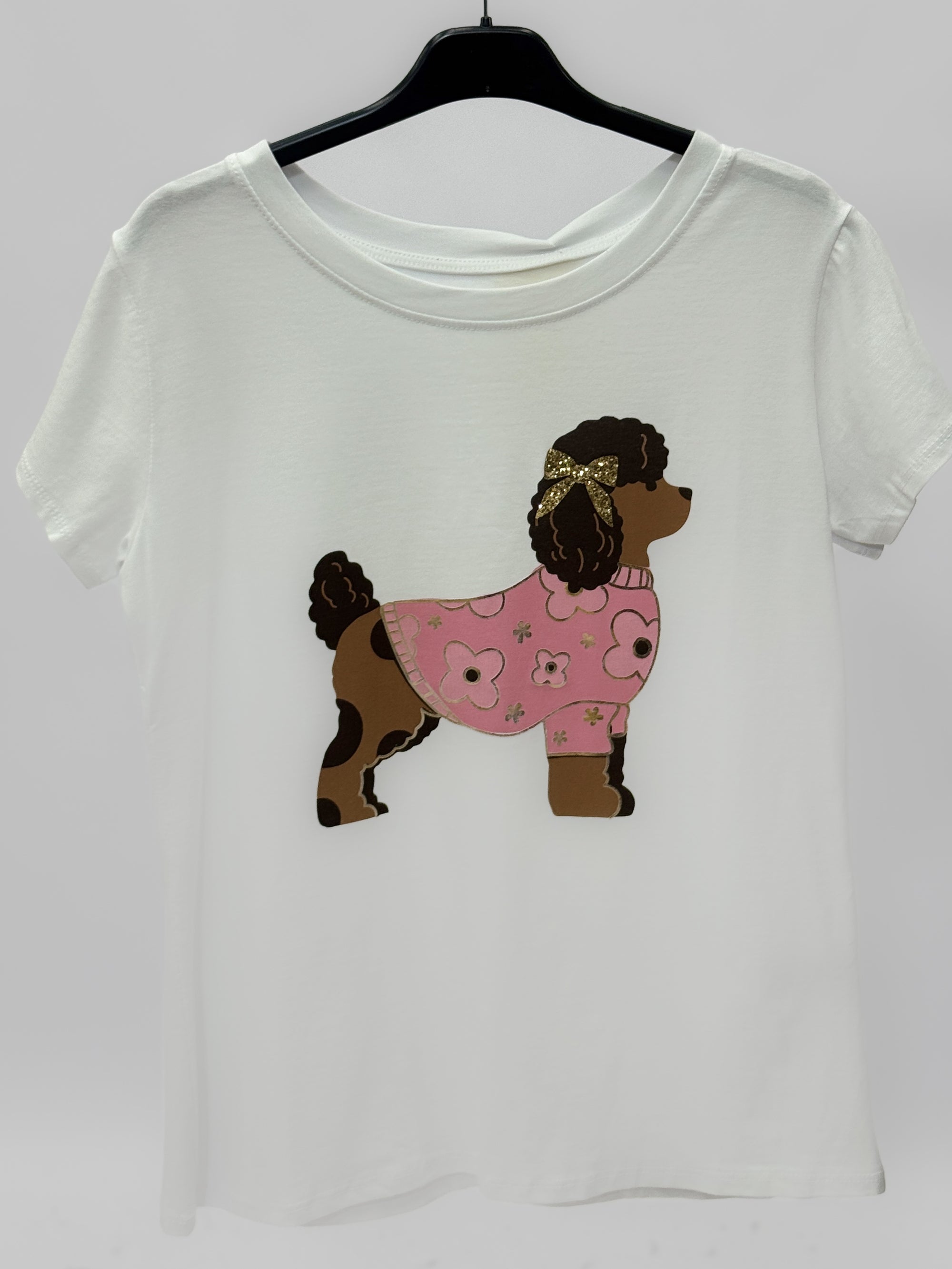 T-Shirt Donna in Cotone con Stampa Barboncino