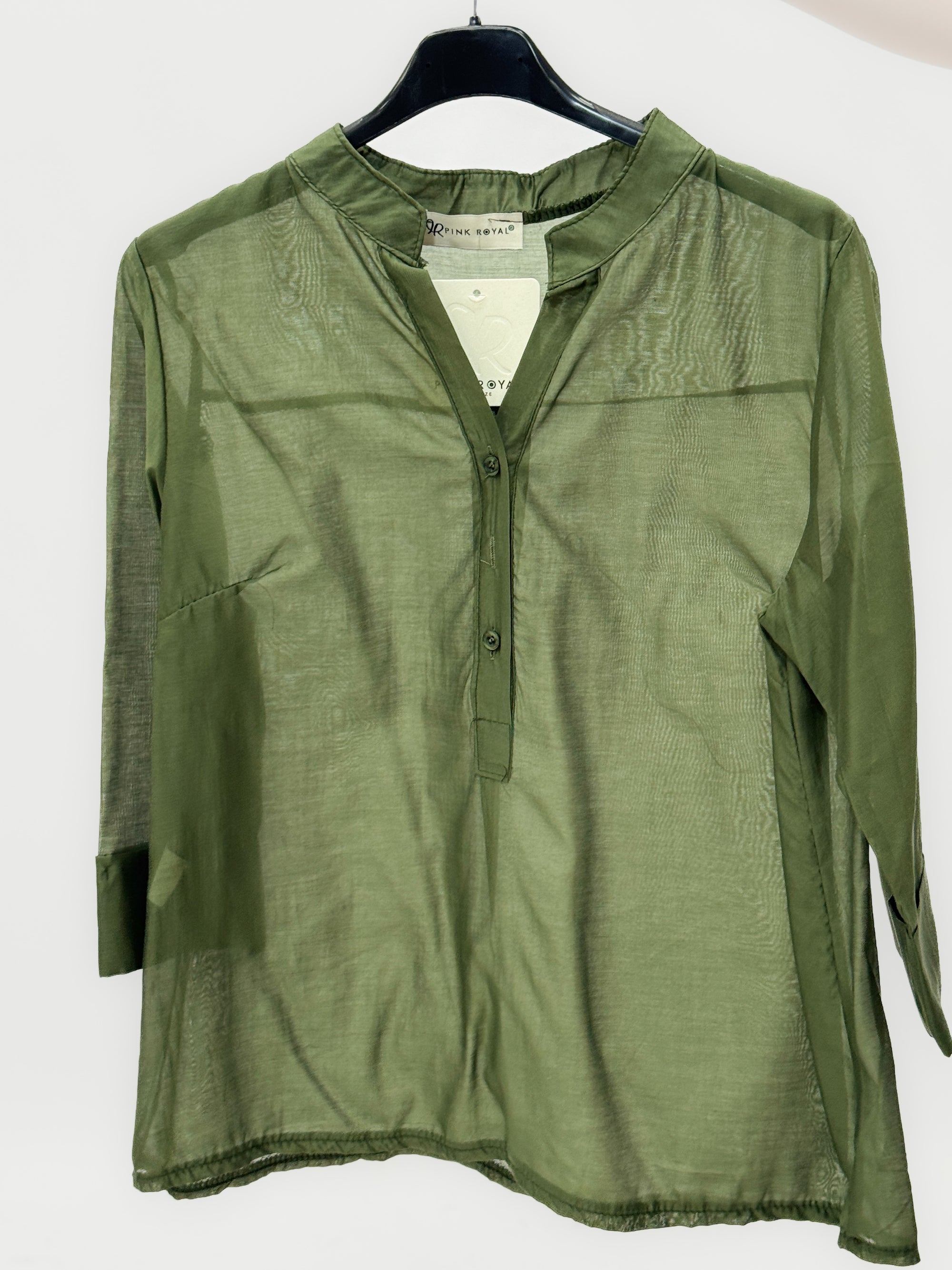 Blusa Leggera con Scollo a V e Bottoni