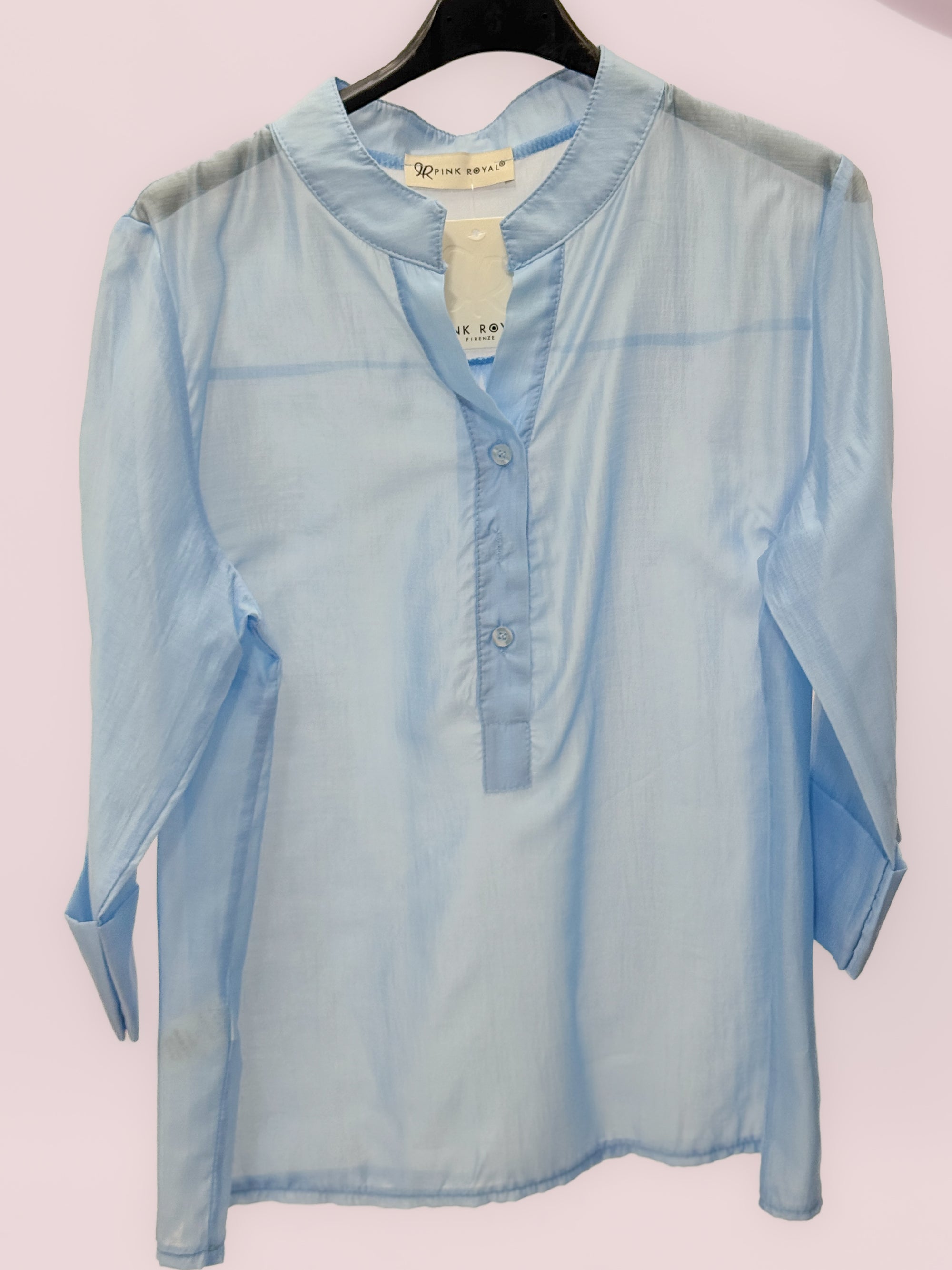 Blusa Leggera con Scollo a V e Bottoni