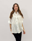 Camicia in cotone pizzo sangallo taglia comoda