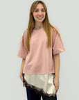 T-shirt In cotone con Inserto in Pizzo